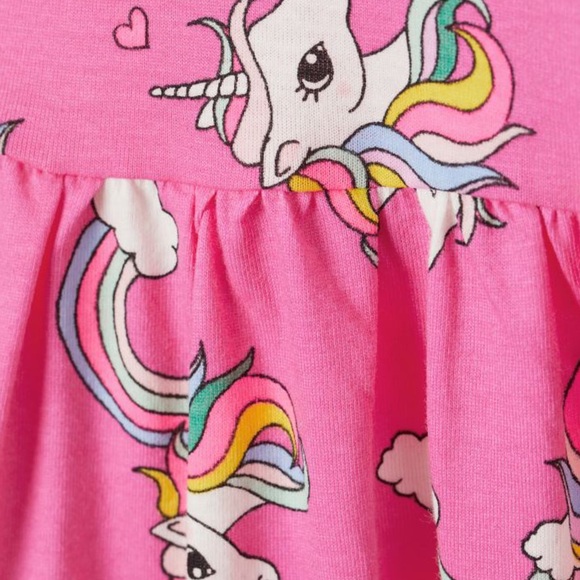 NWT H&M Pink Unicorn Rainbow Summer Dress 18-24mo - Picture 2 of 2
